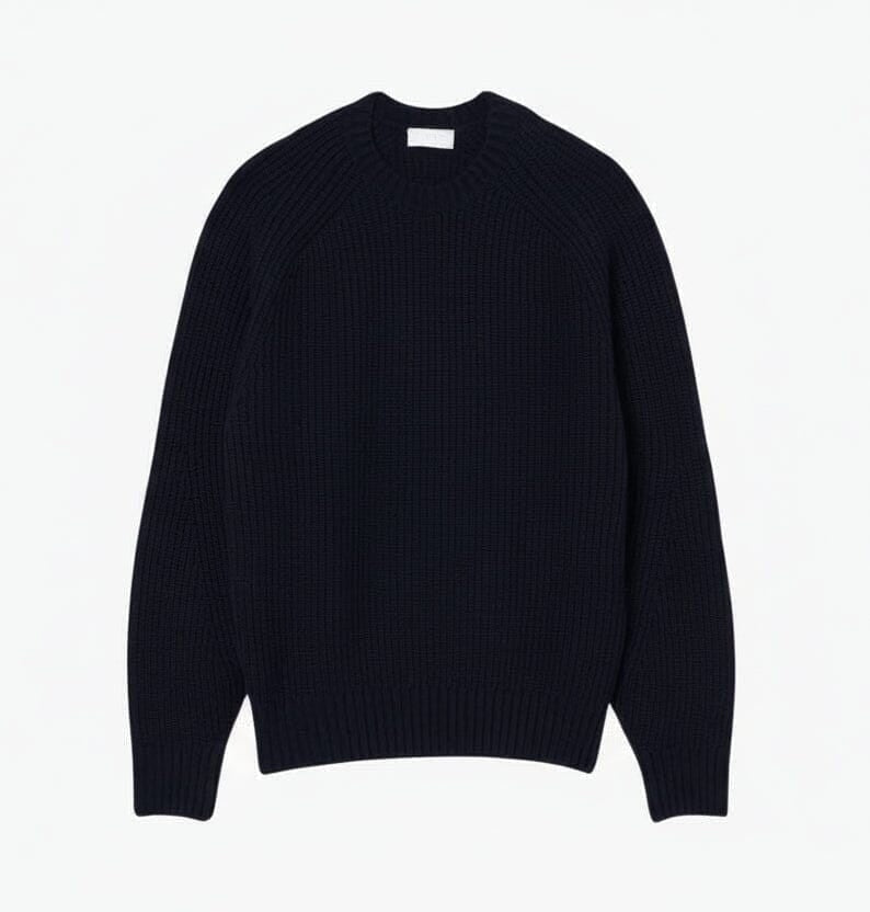 Thick Carded Wool Crew Neck Sweater