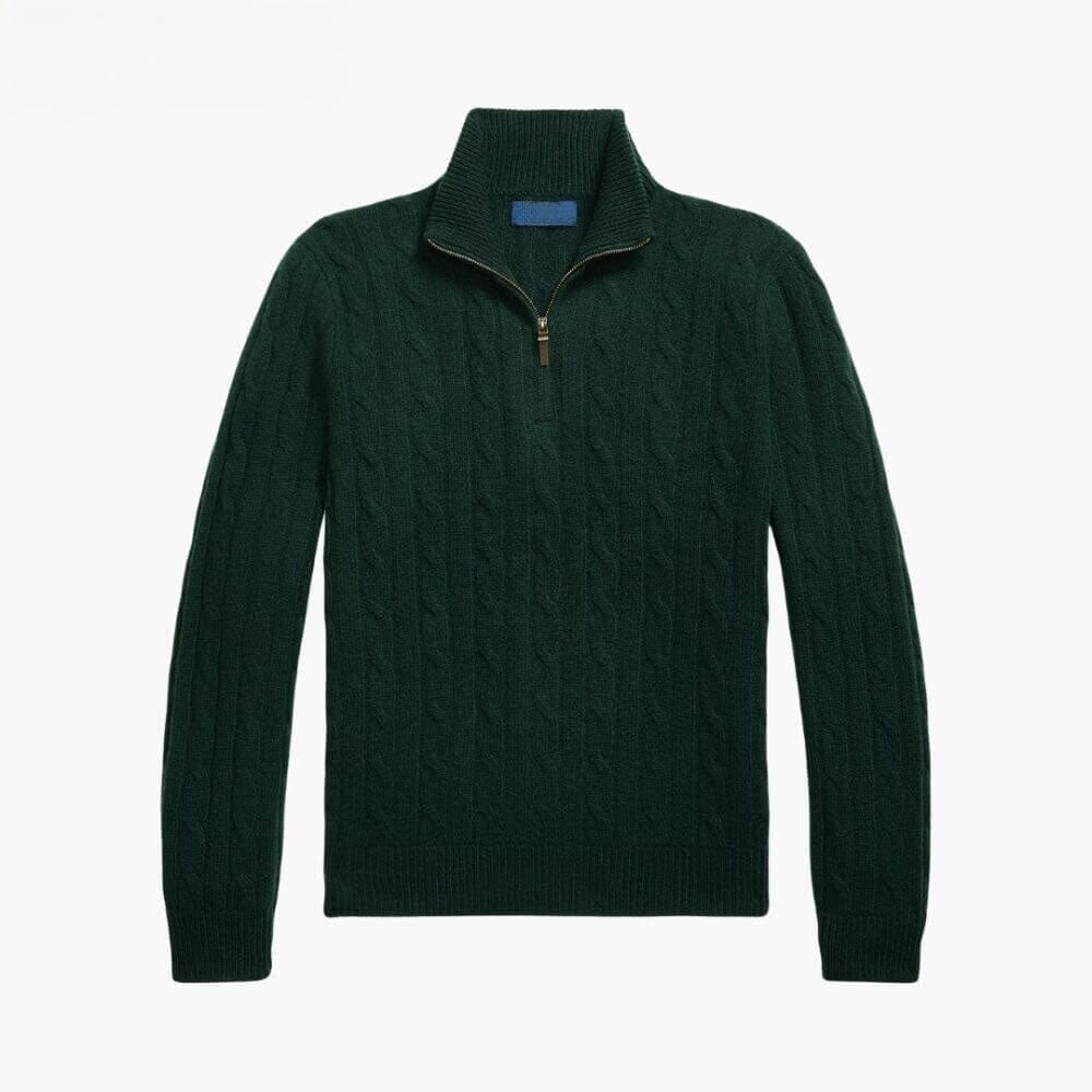 Cable-Knit Cashmere Quarter-Zip Jumper