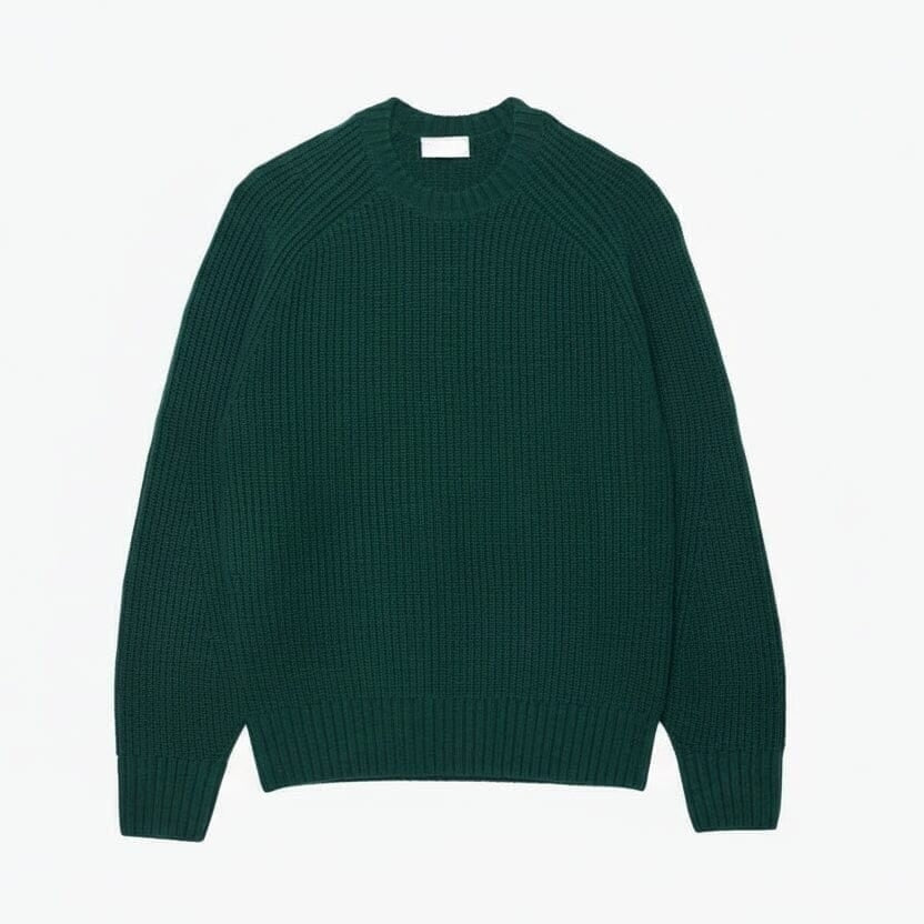 Thick Carded Wool Crew Neck Sweater
