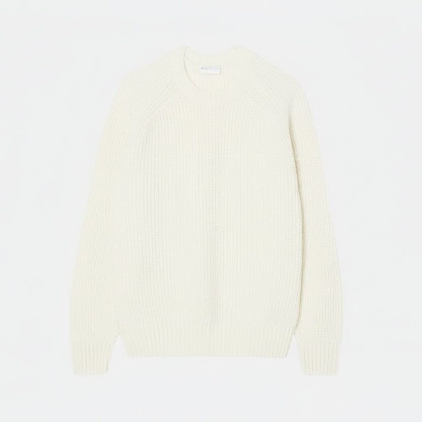 Thick Carded Wool Crew Neck Sweater