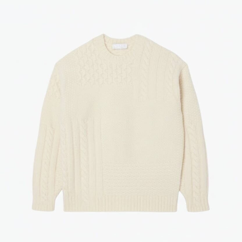 Relaxed Fit Patchwork Effect Wool Sweater